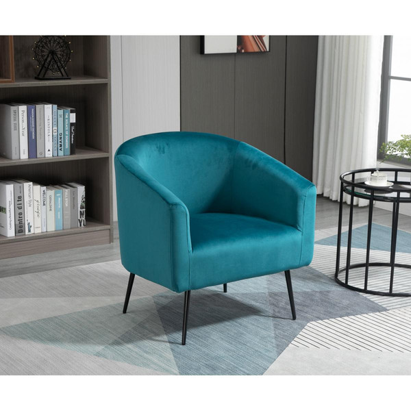 Fauteuil de salon design en Velours Bleu  Bleu 3S. x Home Meuble & Déco