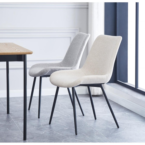 3S. x Home - Lot de 2 chaises scandinaves en tissu Gris - Mobilier Deco