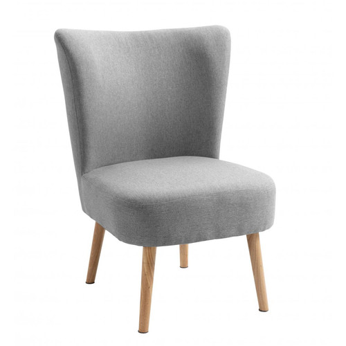 3S. x Home - Petit fauteuil en bois massif et en tissu Gris de Style Scandinave - Fauteuil gris design