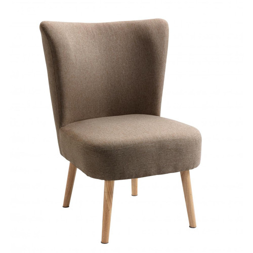 3S. x Home - Petit fauteuil en bois massif et en tissu Marron de Style Scandinave - Fauteuils scandinaves