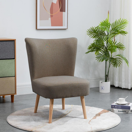 Petit fauteuil en bois massif et en tissu Marron de Style Scandinave 3S. x Home