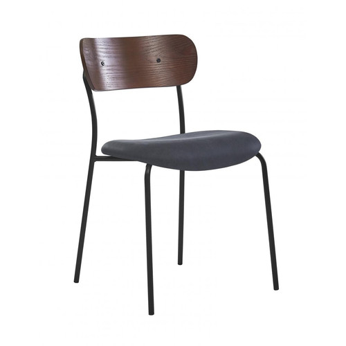 Lot de 2 chaises design en métal et bois Noir  Chaise