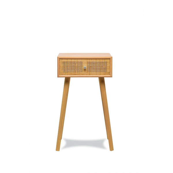 Table de chevet/appoint scandinave en bois tiroir Cannage Rotin Marron 3S. x Home