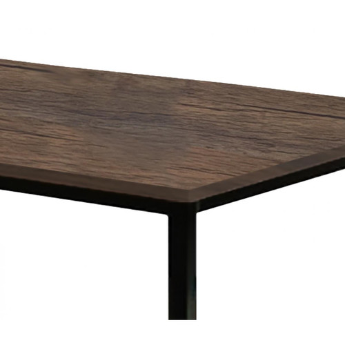 3S. x Home - Table de salle à manger en métal noir et en bois finition Marron - Table