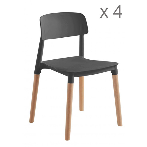 3S. x Home - Lot de 4 chaises scandinaves Noires - Chaise Design