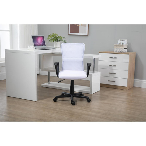 3S. x Home - Chaise de bureau ergonomique réglable Blanc  - Meuble de bureau