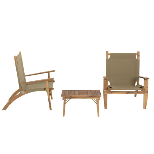 SALON DE JARDIN EN BOIS ACACIA 2 pers - 2 fauteuils et 1 table basse 63,5 x 36 cm MACABANE