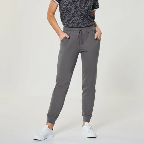 Venca - Pantalon de jogging en molleton côtelé à la taille - Pantalons gris