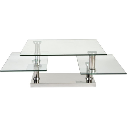 3S. x Home - Table basse Gris avec 3 plateaux en verre pivotant  - 3S. x Home meuble & déco