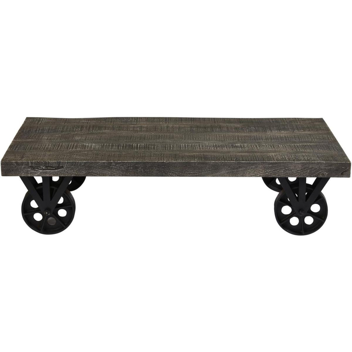 Table Basse plateaux en bois et Pieds Métal avec roulettes