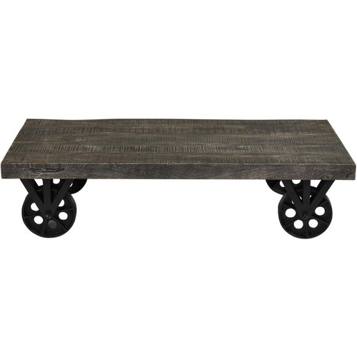 Table Basse plateaux en bois et Pieds Métal avec roulettes Gris 3S. x Home Meuble & Déco
