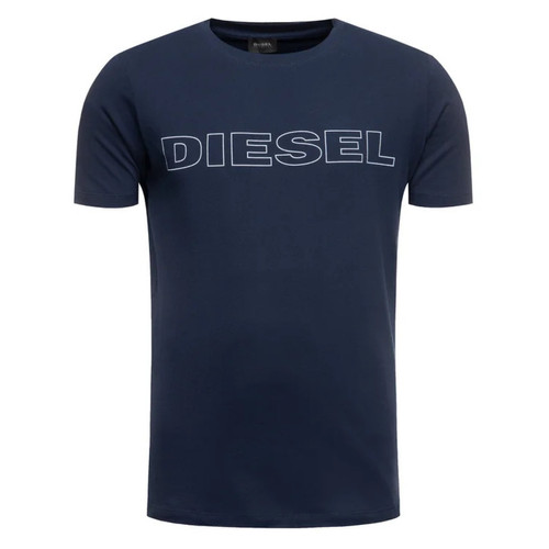 Diesel Underwear - T-shirt manches courtes col rond siglé Bleu / Bleu Marine - Sélection Mode Fête des Pères La Mode Homme