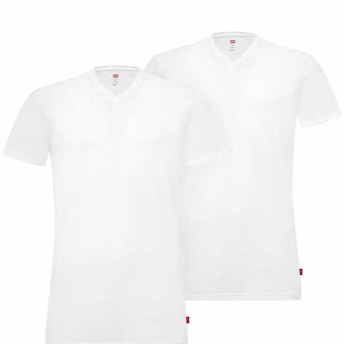 Levi's Underwear - Lot de 2 tee-shirts col V blanc Blanc - t shirts blancs homme