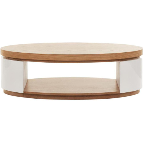 Table basse ovale en bois laque ELLIPSE Beige et Blanc Blanc 3S. x Home Meuble & Déco