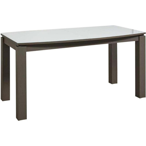 Table de repas en bois avec rallonge plateau en verre extra blanc ARROWS Blanc et Marron Blanc 3S. x Home Meuble & Déco