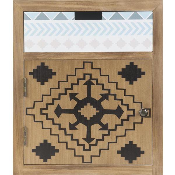 Table de chevet en bois avec imprimes Texan 1 porte 1 tiroir pieds métal MERIDA Marron  Table de chevet