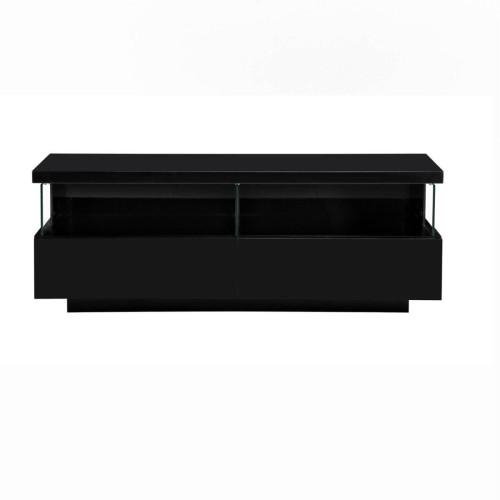 Meuble TV en bois laquée avec 2 tiroirs VOLCANO Noir  Noir 3S. x Home Meuble & Déco