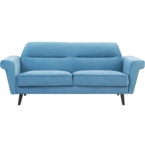 3S. x Home - Canapé en velours Bleu  - Canapé Droit Design