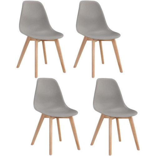 3S. x Home - Lot de 4 chaises coque et pieds en bois  - Chaise Design