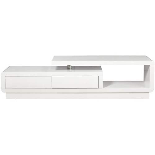 Meuble TV design en bois laqué 2 tiroirs et niche inferieure MERCURY Blanc Blanc 3S. x Home Meuble & Déco