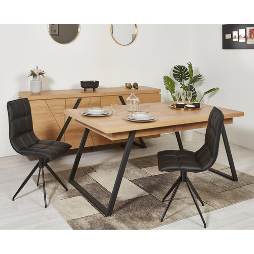 3S. x Home - Lot de 2 chaises matelassées MADERA Noir  - Chaise Design