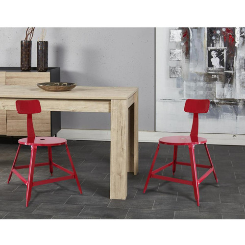 3S. x Home - Lot de 2 chaises en metal Rouges  - Chaise Et Tabouret Et Banc Design