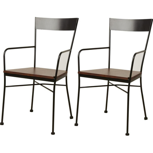 Lot de 2 chaises en métal style industriel assise en bois VOLTAGE Noir  Noir 3S. x Home Meuble & Déco