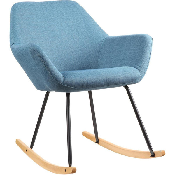 Rocking chair branché en tissu avec structure en metal et bois NORTON Bleu  Bleu 3S. x Home Meuble & Déco