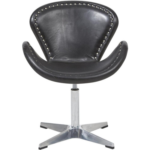 3S. x Home - Chaise en Cuir et Métal SPOON Noir  - Chaise Et Tabouret Et Banc Design