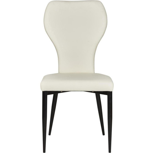 3S. x Home - Lots de 2 chaises de sejour en cuir et pieds en metal VICTORIA Blanc  - Chaise Design