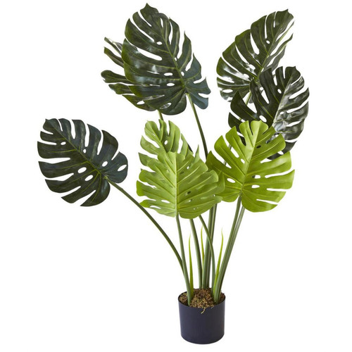 Plante artificielle a 8 feuilles avec pot noir Olla Vert Vert 3S. x Home Meuble & Déco