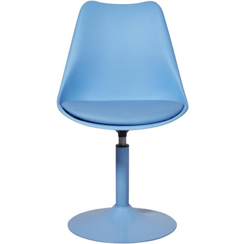 Lot de 2 chaises tendance pied central en metal et assise en coque rembourrée STEEVY Bleu  Chaise