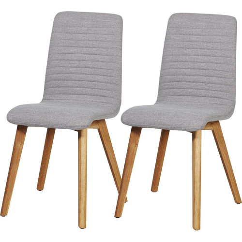3S. x Home - Lot de 2 chaises pieds en bois et assise tissu gris - Chaise Et Tabouret Et Banc Design