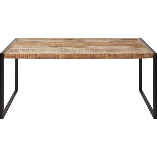 Table de repas en bois mango plateau 6cm d'epaisseur et pieds en metal MADRAS Marron Noir 3S. x Home Meuble & Déco