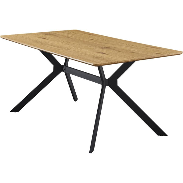 Table 160cm plateau bois MDF 2,5cm d'épaisseur et pieds metal noir KRISTEN Marron 3S. x Home Meuble & Déco