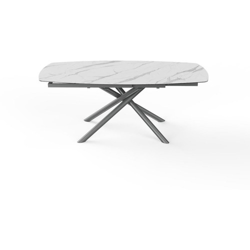 Table de repas plateau ovale et pieds en métal noir  BRIGA Blanc 3S. x Home