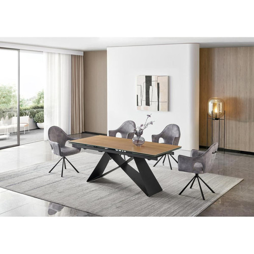 Table de repas design moderne en céramique ELECTRA Marron  3S. x Home