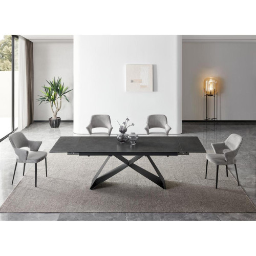 3S. x Home - Table de repas céramique Gris Anthracite - Table Salle A Manger Design
