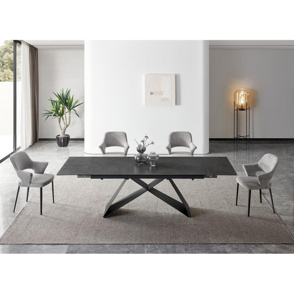 Table de repas design moderne en céramique ELECTRA Gris Anthracite Gris anthracite 3S. x Home Meuble & Déco