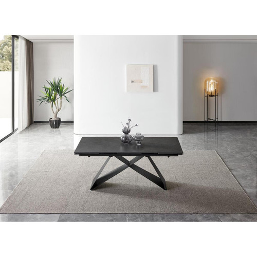 Table de repas design moderne en céramique ELECTRA Gris Anthracite Table salle à manger