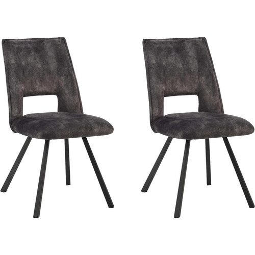 3S. x Home - Lot de 2 chaises vintage Gris Anthracite  - Chaise Design