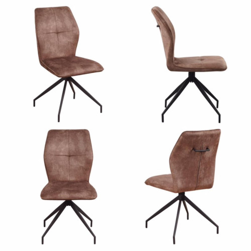 3S. x Home - Lot de 4 fauteuils pivotantes taupe - Chaise marron