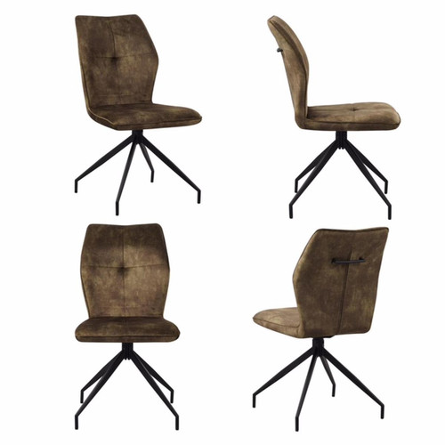 3S. x Home - Lot de 4 fauteuils pivotantes vert  - Chaise Et Tabouret Et Banc Design