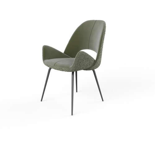 Lot de 2 chaises velours dos tissu et pieds métal ELIANA Vert Kaki  Vert 3S. x Home Meuble & Déco