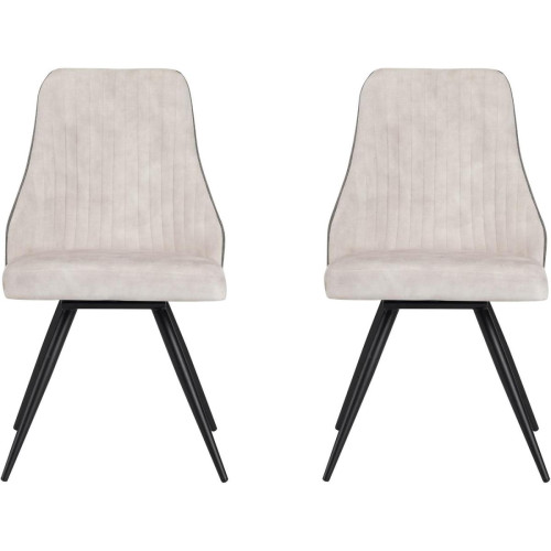 3S. x Home - Lot de 2 chaises avec assise velours beige - Chaise Design