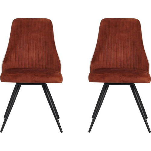 3S. x Home - Lot de 2 chaises avec assise et dos velours - Chaise marron