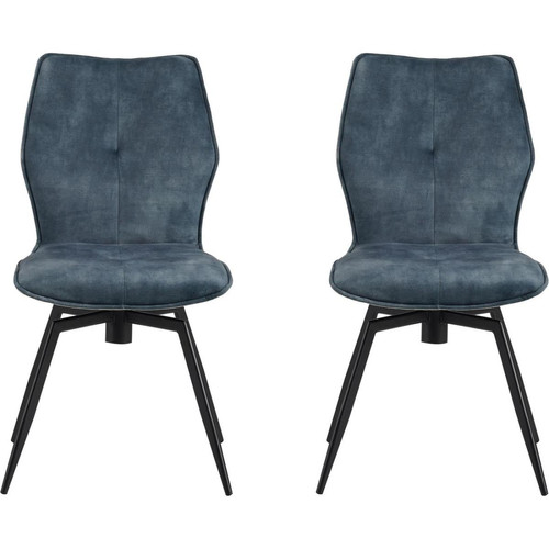 Lot de 2 chaises avec assise en velours pieds en métal JULIETTE Bleu  Bleu 3S. x Home Meuble & Déco