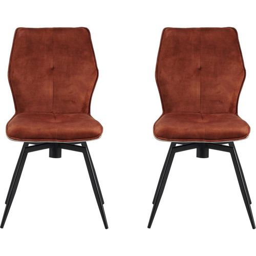 3S. x Home - Lot de 2 chaises avec assise en velours  - Chaise marron
