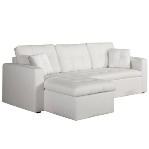 3S. x Home - Canapé d'angle modulable et convertible 3 places blanc Enzo - Sélection meuble & déco Intemporel