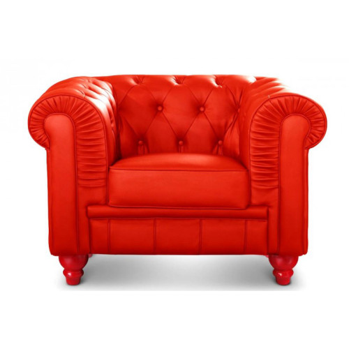 3S. x Home - Fauteuil Chesterfield simili Rouge - Fauteuil rouge design